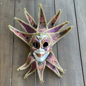 Elegant Purple and Gold Jester Wall Mask